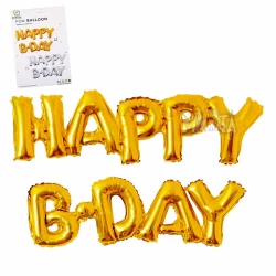 Фолиев надпис от балони „Happy B-Day“ – Златен