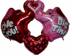 Фолиев балон за Свети Валентин – Слончета „Love You Big Time“