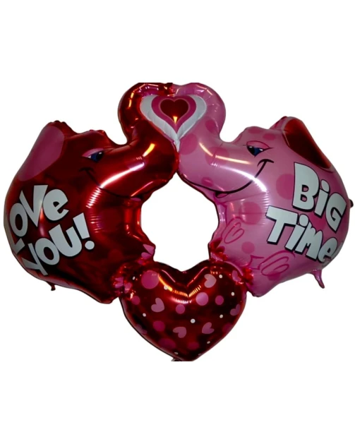Фолиев балон слончета Love You Big Time Свети Валентин 120x95 см