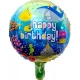 Кръгъл фолиев балон 45 см с морски обитатели и надпис Happy Birthday за тематично парти