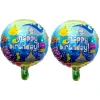 Кръгъл фолиев балон 45 см с морски обитатели и надпис Happy Birthday за тематично парти