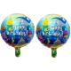 Кръгъл фолиев балон 45 см с морски обитатели и надпис Happy Birthday за тематично парти