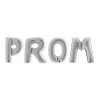 Гигантски сребристи балони букви PROM с височина 100 см за абитуриентска украса