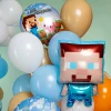Голям фолиев балон с герои от Minecraft за декорация на детски рожден ден