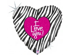 Фолиев балон сърце с надпис I Love You 002