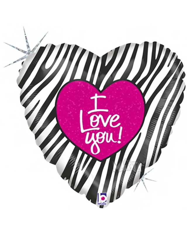 Фолиев балон сърце с надпис I Love You 002