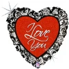 Фолиев балон черно сърце с надпис I Love You