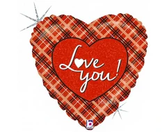 Фолиев балон сърце с надпис I Love You 001