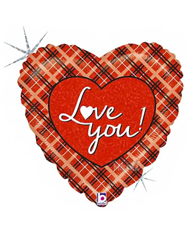 Фолиев балон сърце с надпис I Love You 001