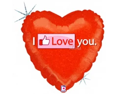 Фолиев балон сърце с надпис I Love You 004