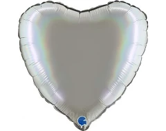 Фолиев балон сърце - Цвят Platinum Pure