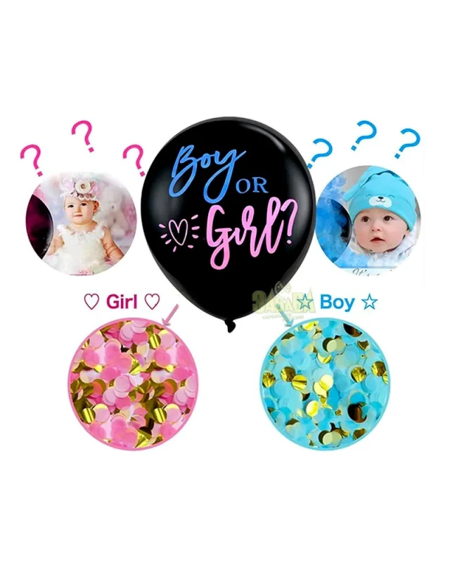 Гигантски латексов балон „Boy or Girl“ с конфети - комплект за разкриване пола на бебето