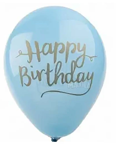 Балони с щампа - Happy Birthday в син цвят 5бр