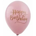 Балони с щампа - Happy Birthday в розов цвят 5бр