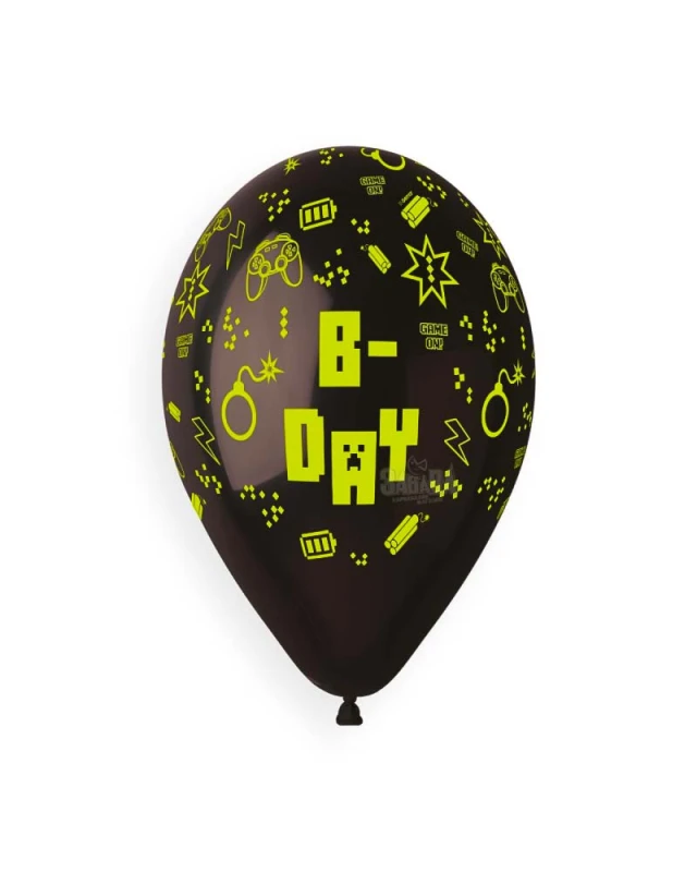 Балони с щампа - B-day геймър 5бр