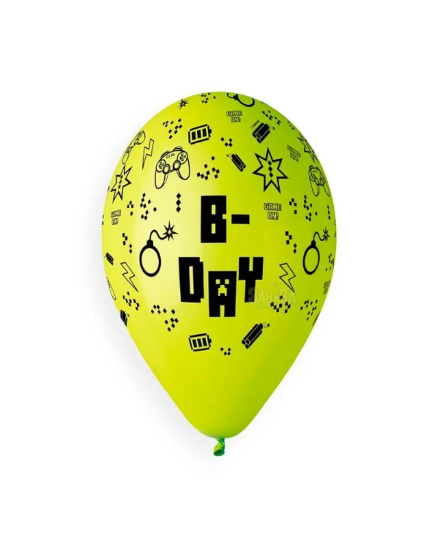 Балони с щампа - B-day геймър 5бр