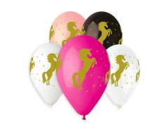 Балони с щампа - Еднорог 5бр