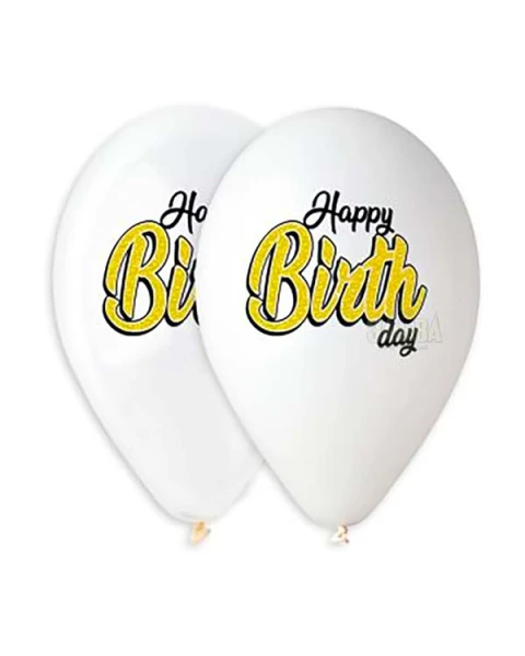 Балони с щампа - Happy Birthday 5бр 902