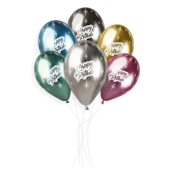 Балони хром с щампа - Happy Birthday 5бр
