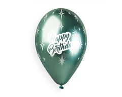 Балони хром с щампа - Happy Birthday 5бр