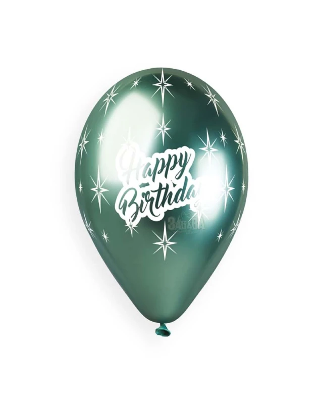 Балони хром с щампа - Happy Birthday 5бр
