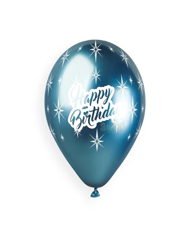 Балони хром с щампа - Happy Birthday 5бр