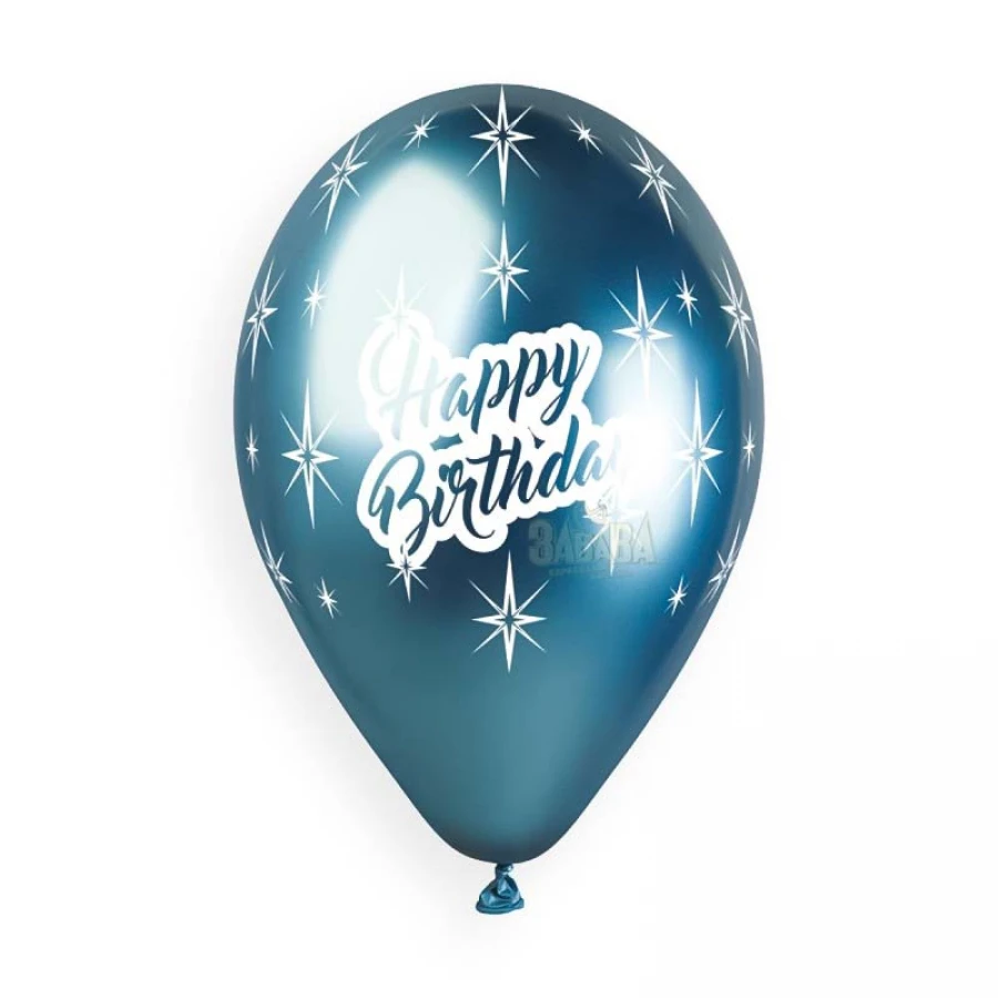 Балони хром с щампа - Happy Birthday 5бр