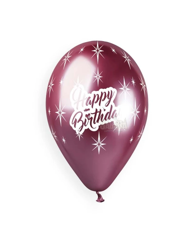 Балони хром с щампа - Happy Birthday 5бр