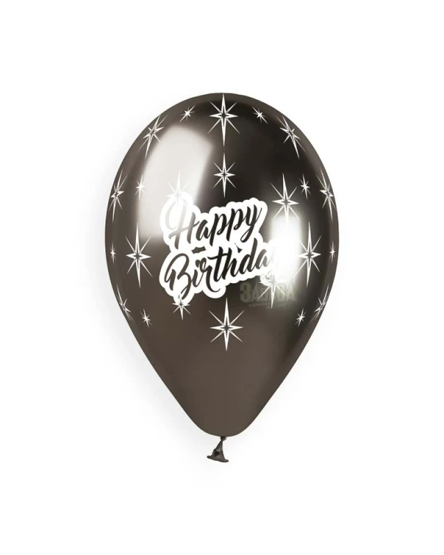 Балони хром с щампа - Happy Birthday 5бр
