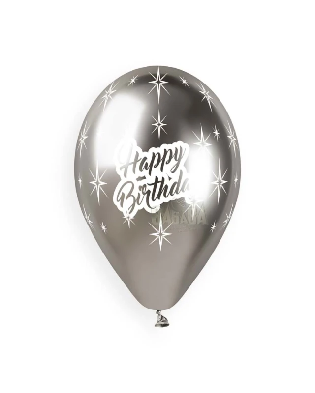 Балони хром с щампа - Happy Birthday 5бр