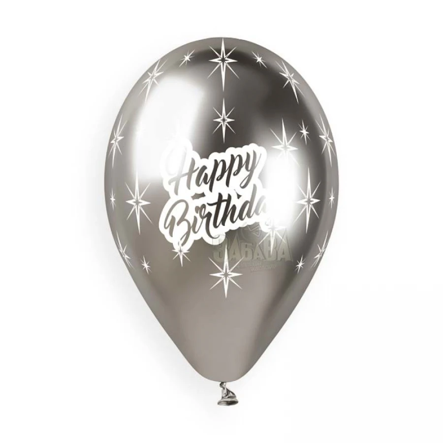 Балони хром с щампа - Happy Birthday 5бр