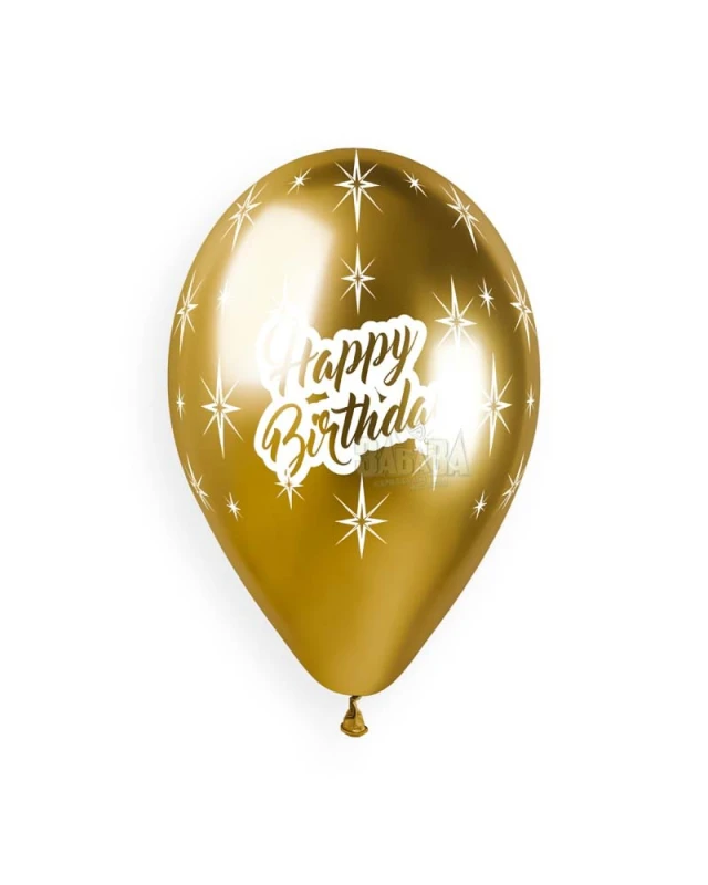 Балони хром с щампа - Happy Birthday 5бр