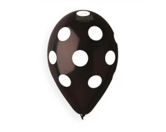 Балони с щампа - черни на бели точки 5бр