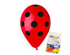 Пакет балони с щампа - червени на черни точки 100бр