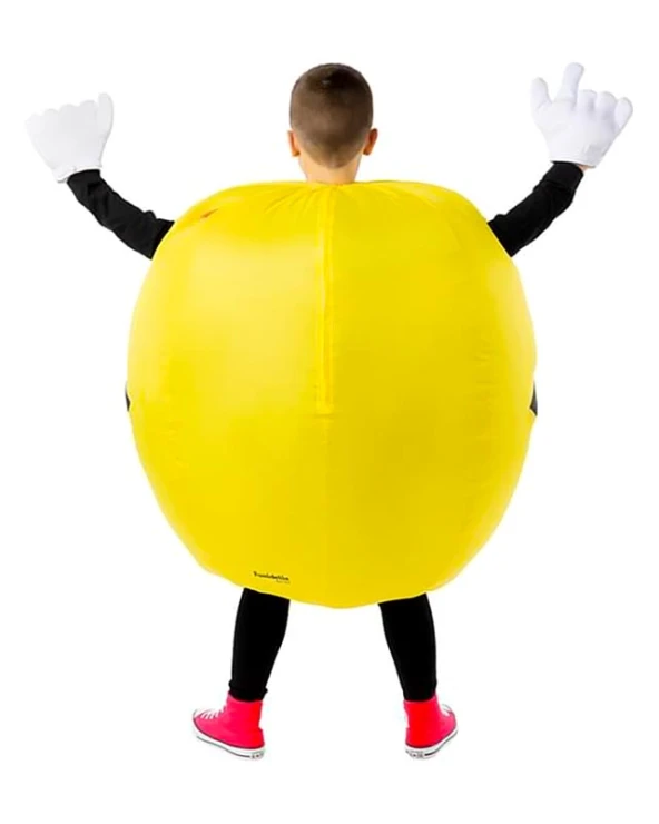 надуваем костюм pacman за деца жълт геймърски костюм с ръкавици