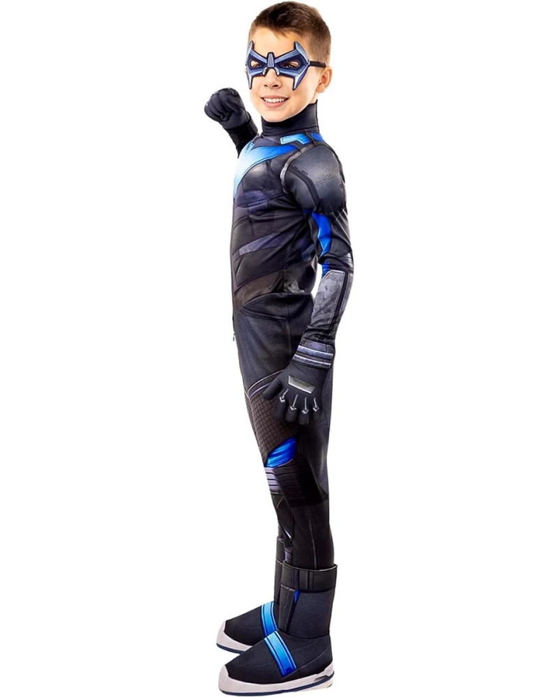 Детски карнавален костюм Nightwing Gotham Knights с мускули и маска за супергеройско парти | zabava