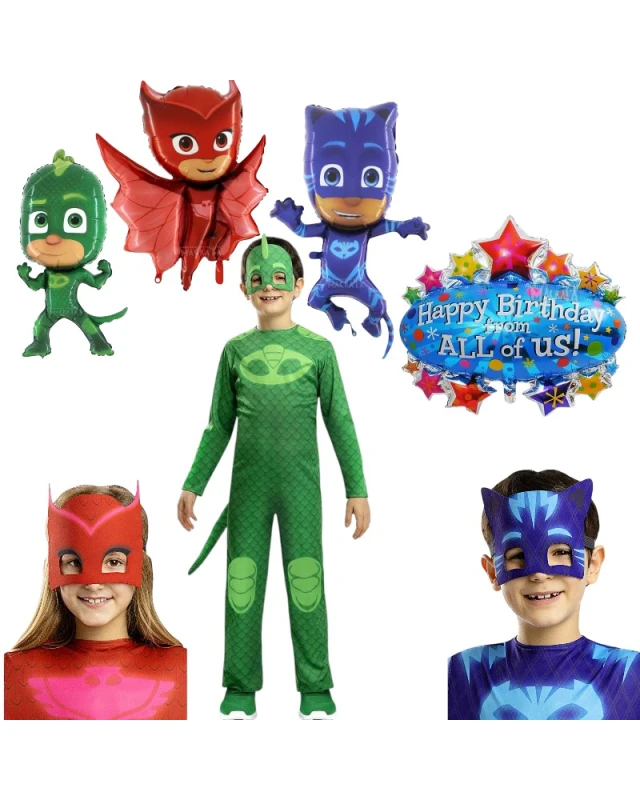 парти комплект pj masks геко с костюм и балони