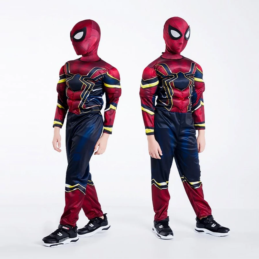 Костюм на Спайдърмен за момче с мускулести контури и маска от плат за карнавал