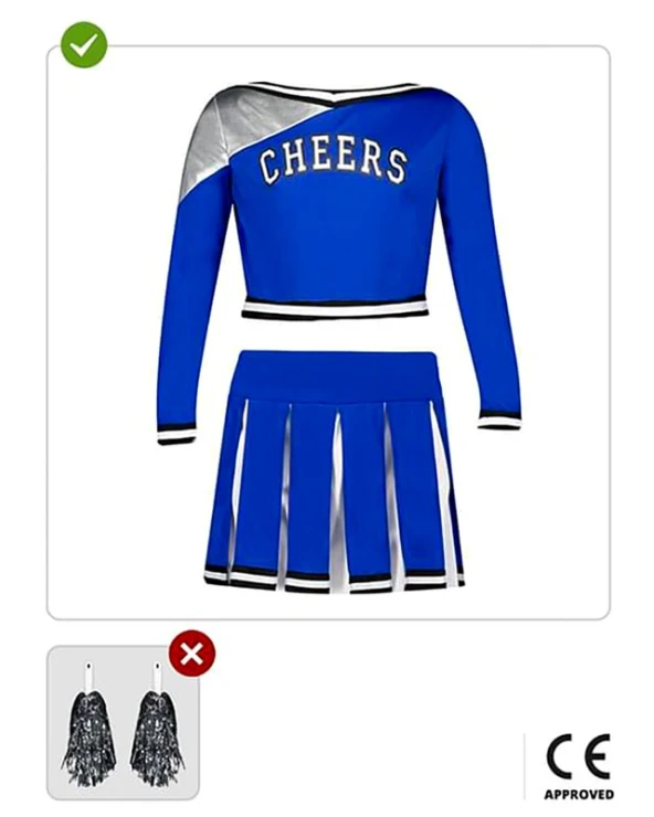 детски син костюм мажоретка cheerleader с помпони