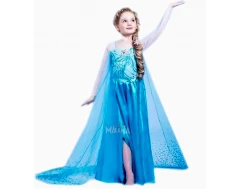 Детски костюм за кралица Елза - син цвят