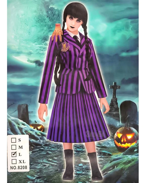 Карнавален детски костюм на Уензди Адамс /Wednesday Addams/ в лилав цвят