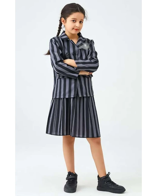 Карнавален детски костюм на Уензди Адамс /Wednesday Addams/ в сив цвят