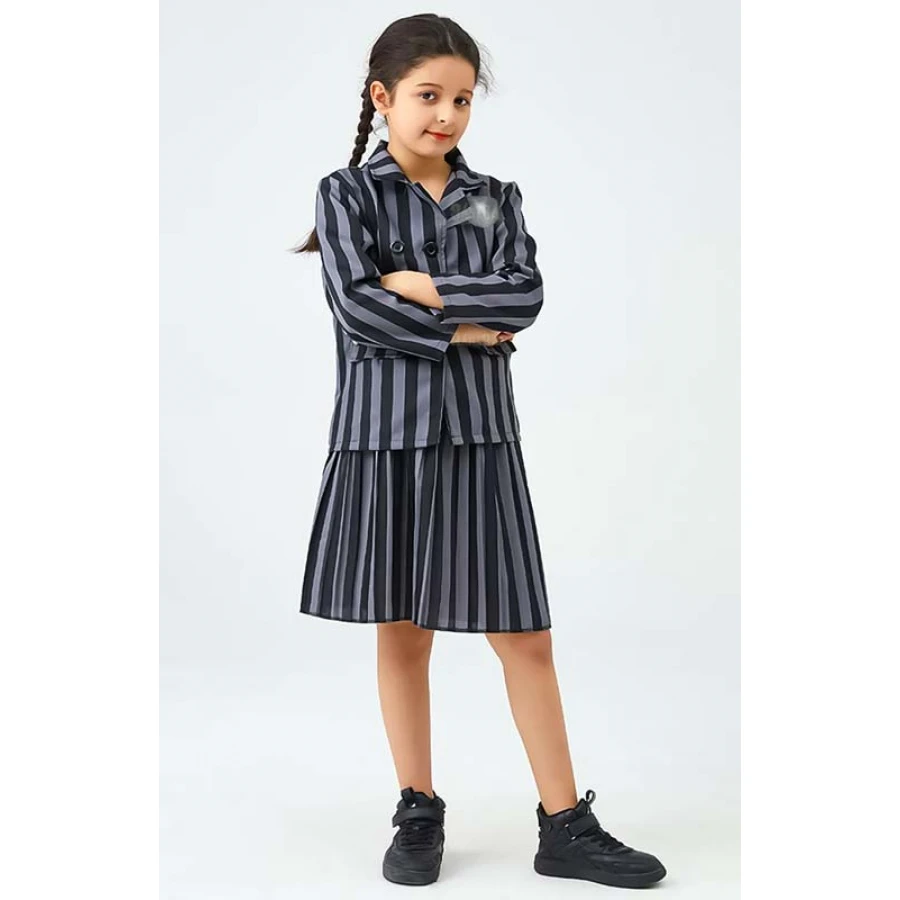 Карнавален детски костюм на Уензди Адамс /Wednesday Addams/ в сив цвят