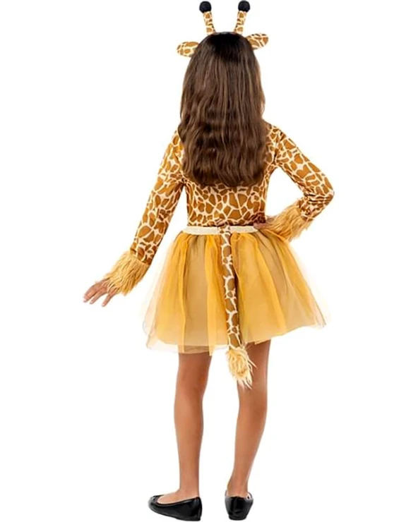 детски костюм жираф за момиче с блуза, пола, диадема с уши и опашка