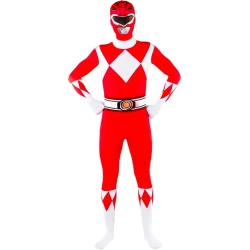 Мъжки костюм на Пауър Рейнджърс/Power Ranger втора кожа в червен цвят