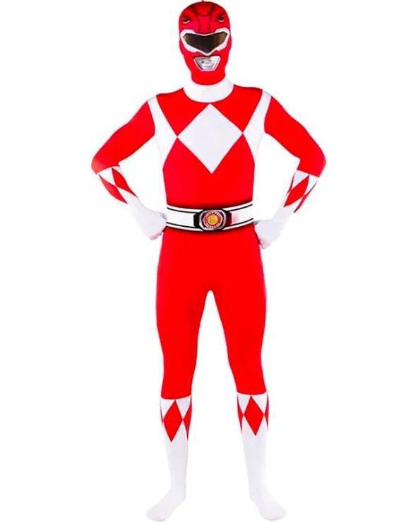 мъжки костюм power ranger червен втора кожа