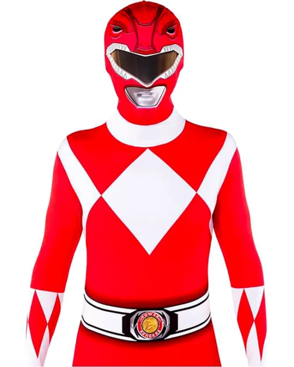 мъжки костюм power ranger червен втора кожа