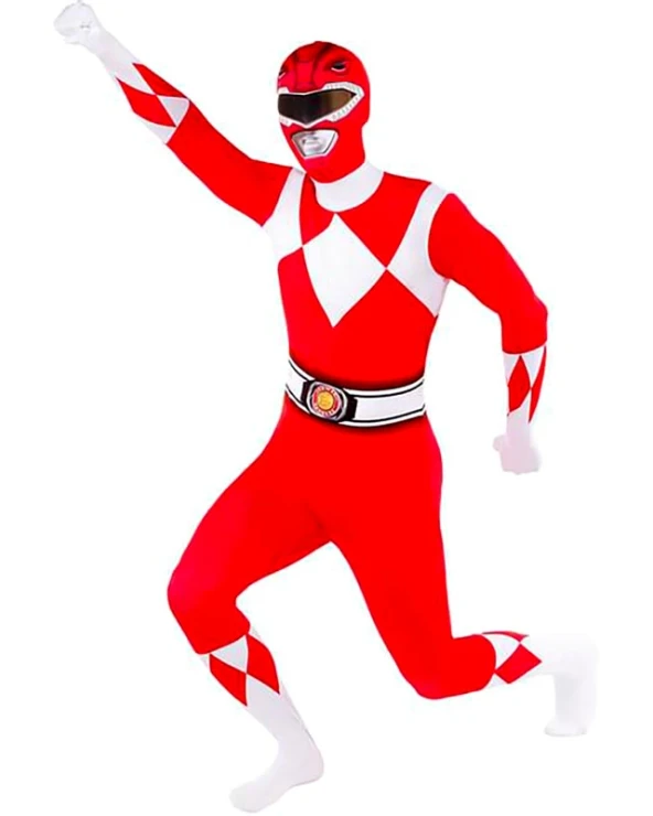 мъжки костюм power ranger червен втора кожа