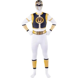 Мъжки костюм на Пауър Рейнджърс/Power Ranger втора кожа в бял цвят
