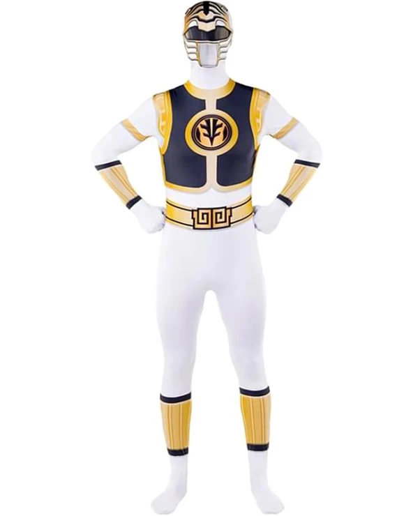 костюм пауър рейнджър/power ranger бял втора кожа